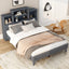 Queen Size Storage Platform Bed Frame with USB Charging - Gray