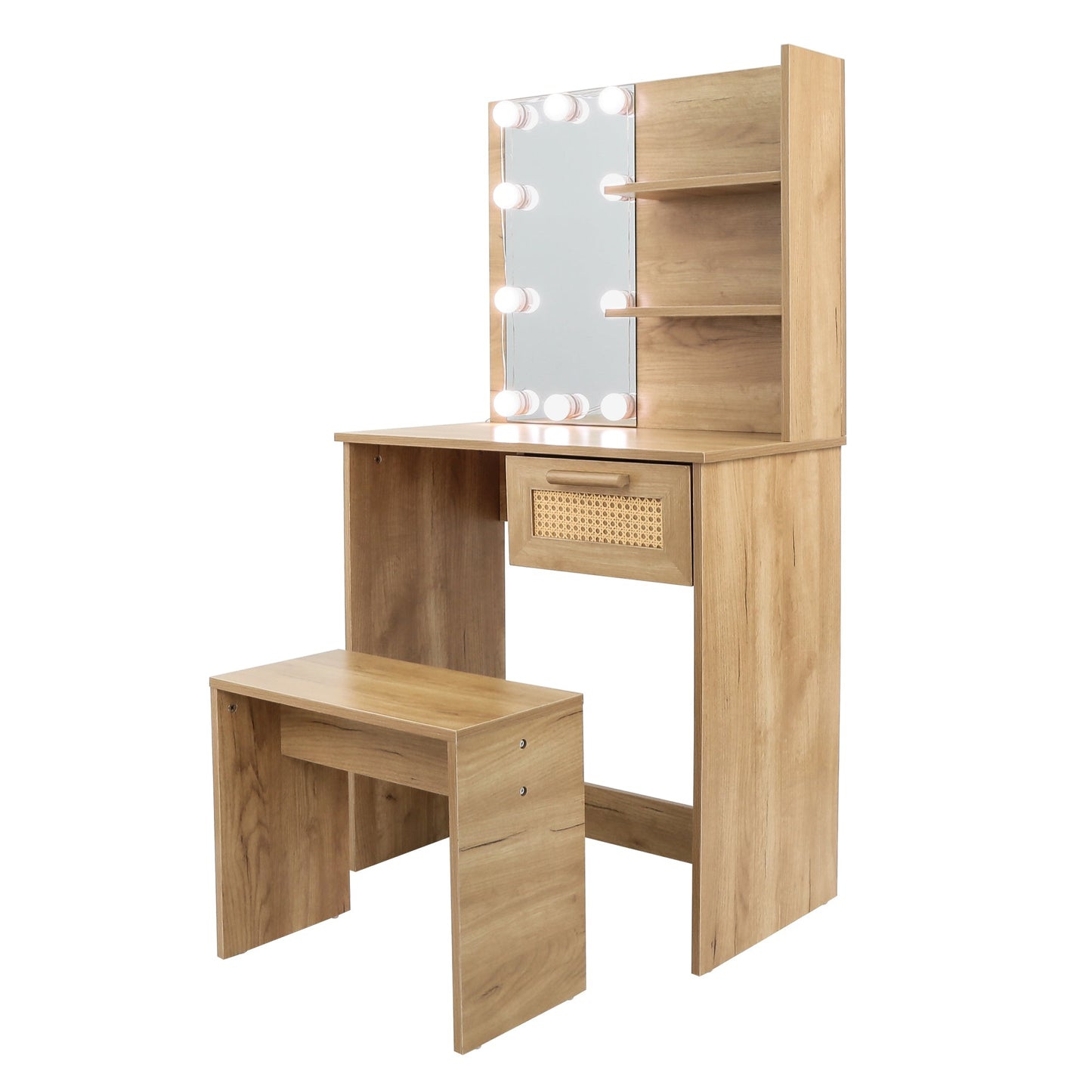 Elegant Bedroom Vanity Set with LED Mirror and Storage