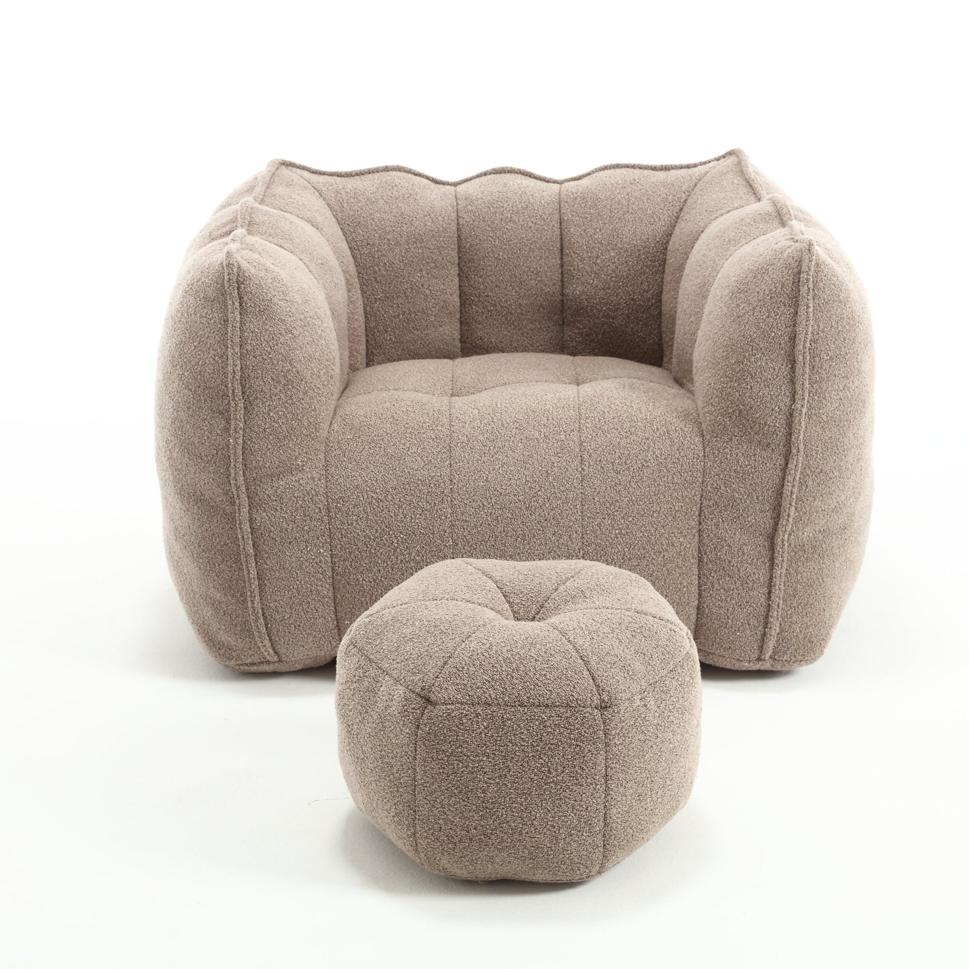 Soft Bean Bag Chair with High Resilient Foam(Chips)for living room and bedroom,Comfortable Square Lazy Sofa with Footstool - Korvel