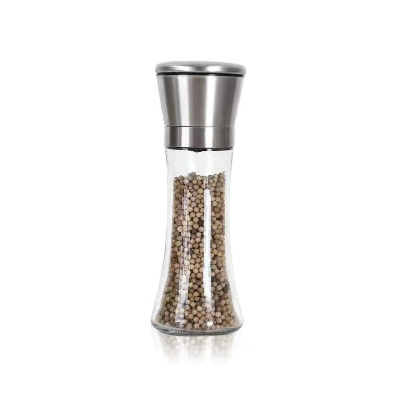 Premium Stainless Steel Pepper Grinder with Glass Bottle