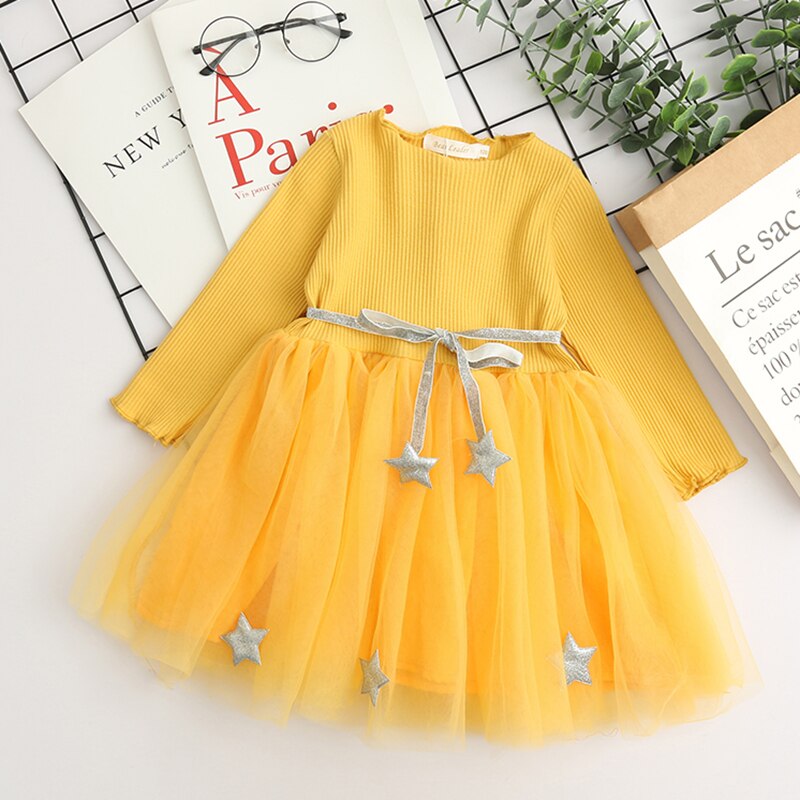 Bear Leader Girls Dress Pentagram Princess Dress Brand Girls Clothes Children Clothing European and American Style Girls Dresses - Korvel