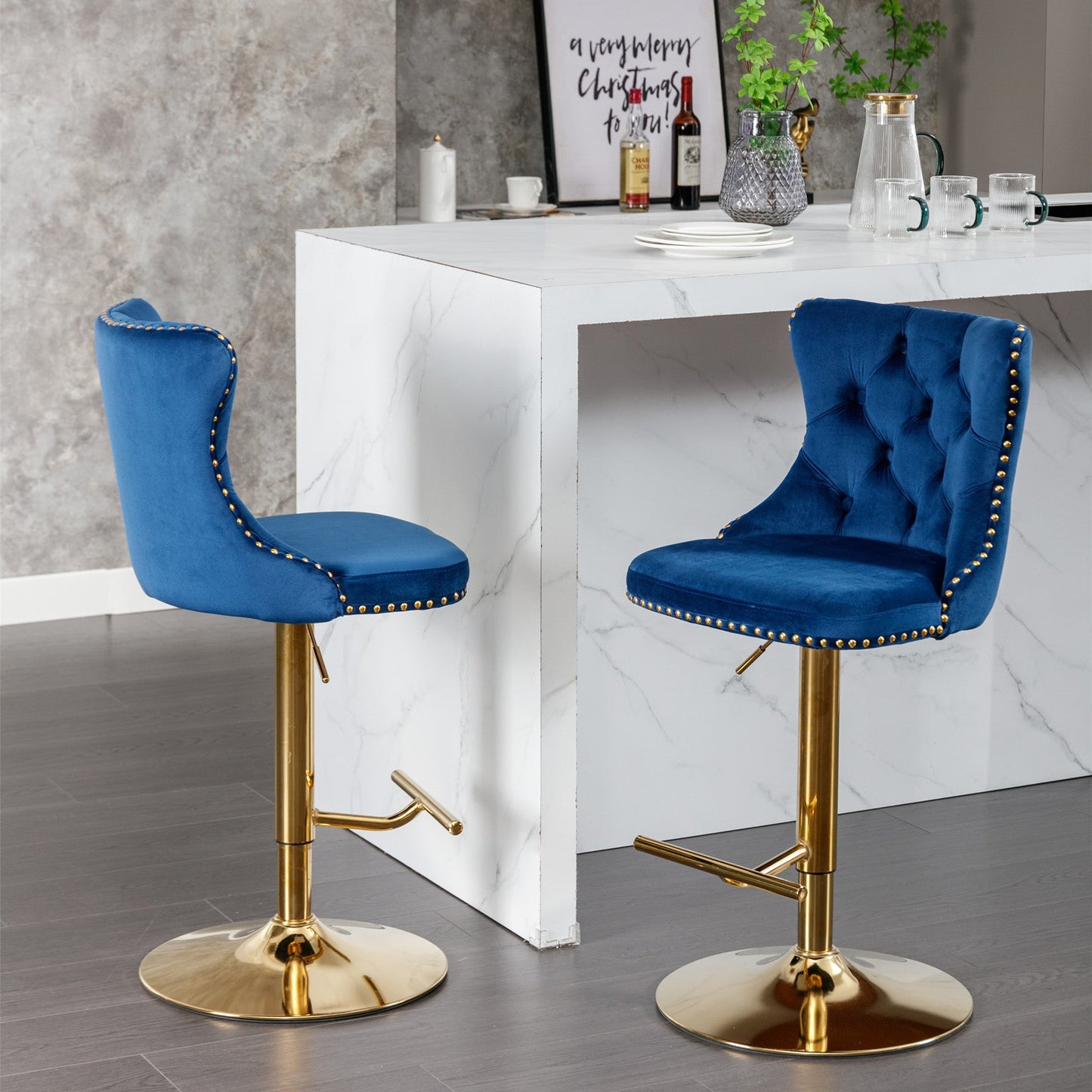 Modern Adjustable Bar Stools with Backs - Set of 2