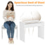 Vanity Desk Set Stool & Dressing Table with LED Lighting Mirror Drawer and Wood Cosmetic Table Chest of Drawers White Color - Korvel
