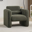 Modern style chair with sheepskin Sherpa fabric soft cushion, comfortable armchair, soft with backrest and pillow, seaweed green - Korvel