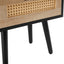 15.75" Rattan End table with drawer and solid wood legs Modern nightstand side table for living room black - Korvel