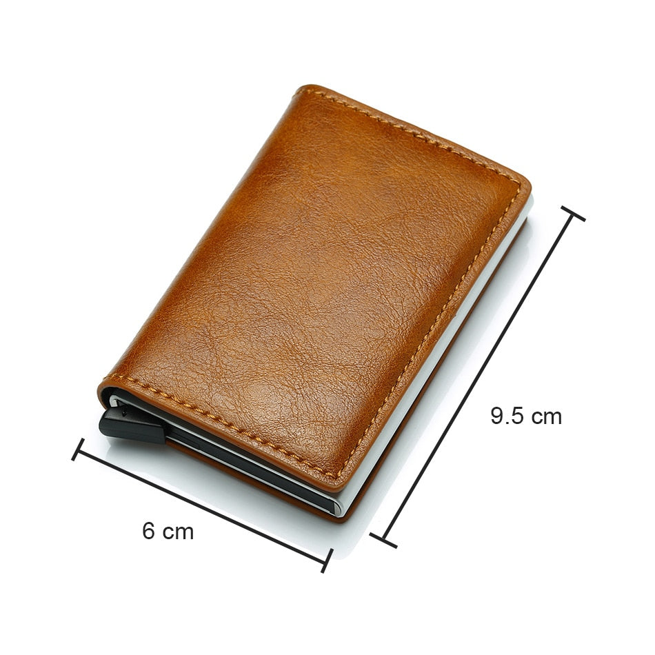 DIENQI Top Quality Wallet Men Money Bag Mini Purse Male Vintage Automatical Aluminium Rfid Card Holder Wallet Small Smart Wallet - Korvel