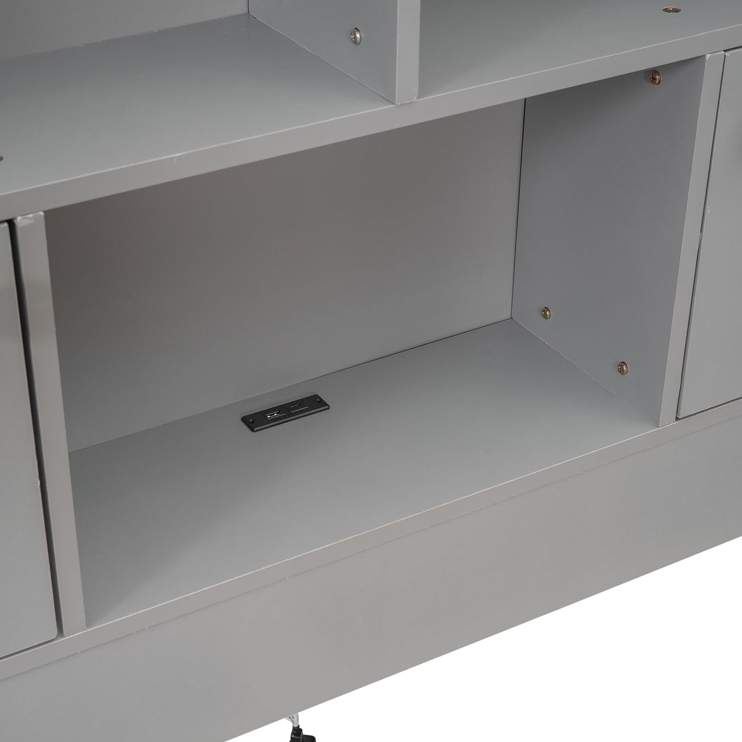 Full Size Platform Bed with Storage Headboard and Charging Station