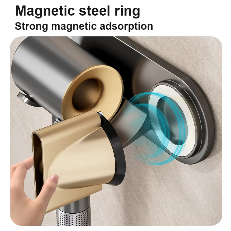 No - drill Magnetic Hair Dryer Wall Mount. Synthetic plastic, for Dyson/Leihen/Kexi. Colors: gray & white - Korvel