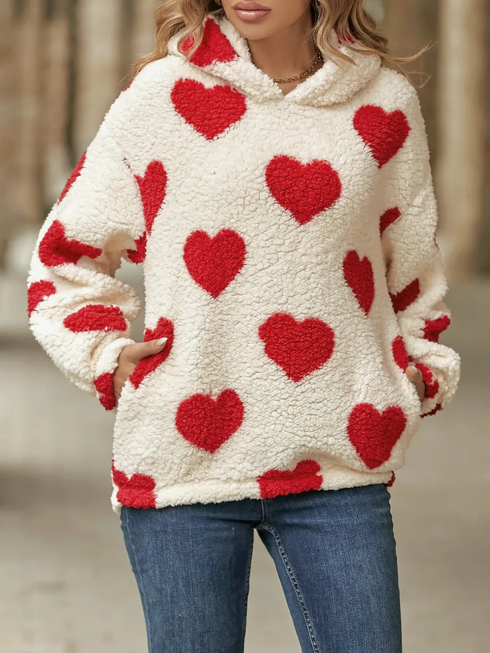 Heart Pocketed Dropped Shoulder Hoodie - Korvel