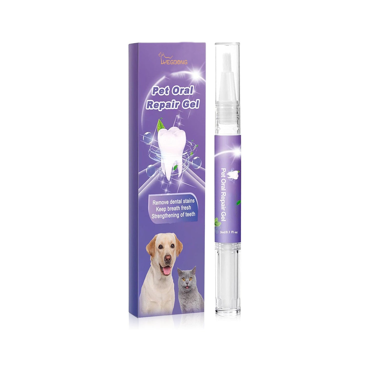 Pet Oral Care Gel for Deep Cleaning of Dog and Cat Teeth Stains and Oral Hygiene - Korvel