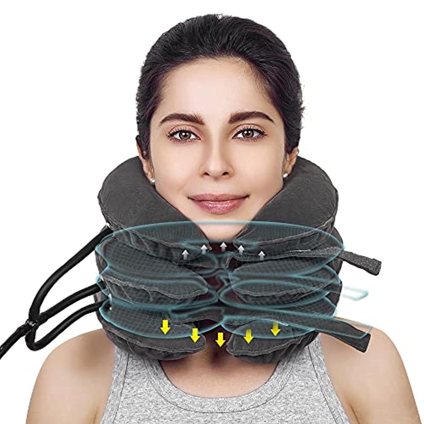 Cervical Traction Device Neck Support Pillow Inflatable Adjustable Neck Stretcher Three-Layer Inflatable Neck Pillow - Korvel