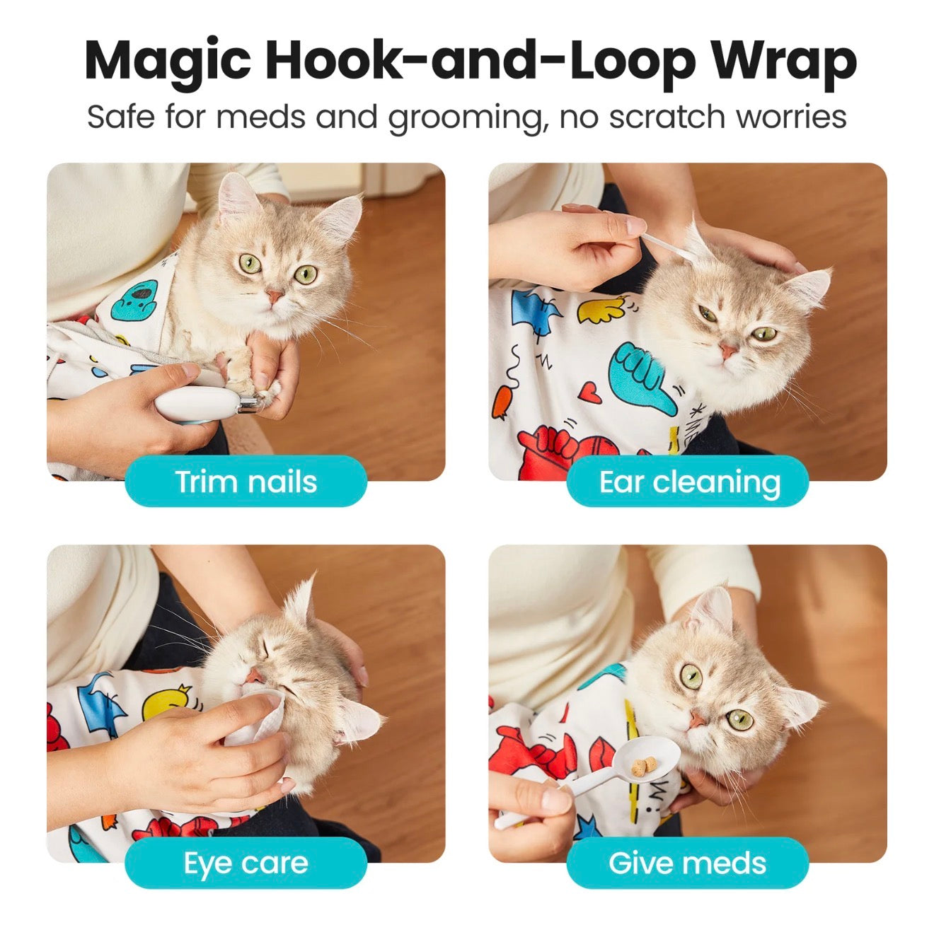 CatCalm Grooming Wrap - Secure & Comfortable Cat Restraint