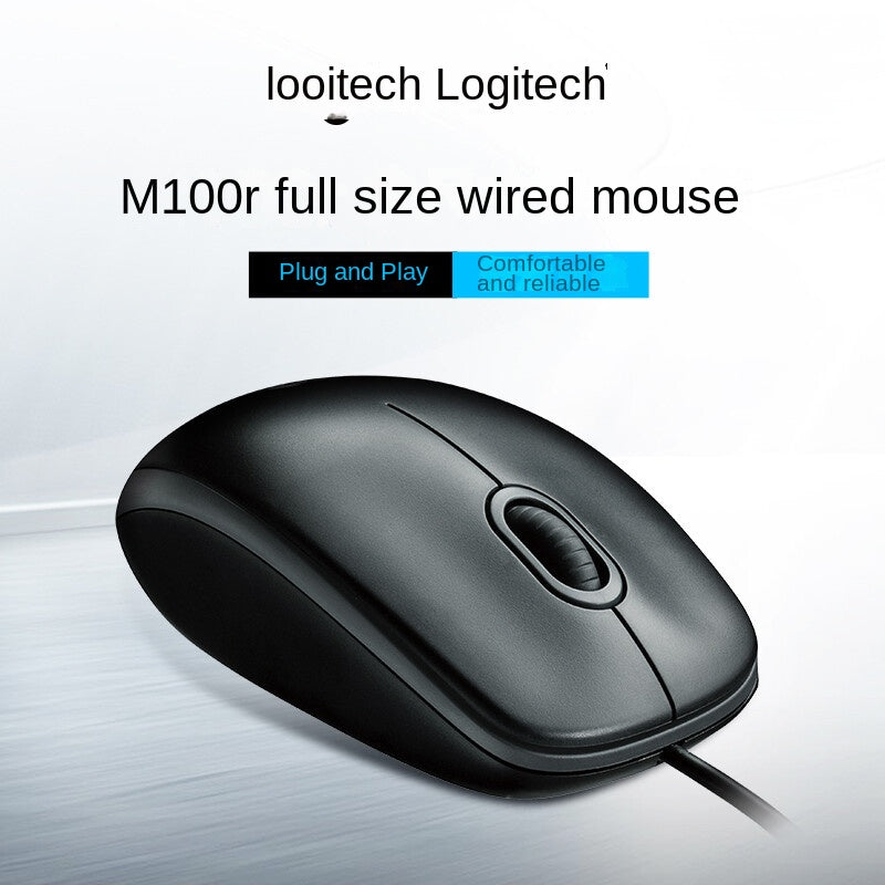 Souris USB filaire Logitech M100r pour la maison et le bureau