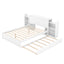 Queen Size Storage Platform Bed with Pull Out Shelves and Twin XL Size Trundle  White - Korvel