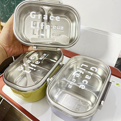 Korean Style Stainless Steel Two Compartment Lunch Box