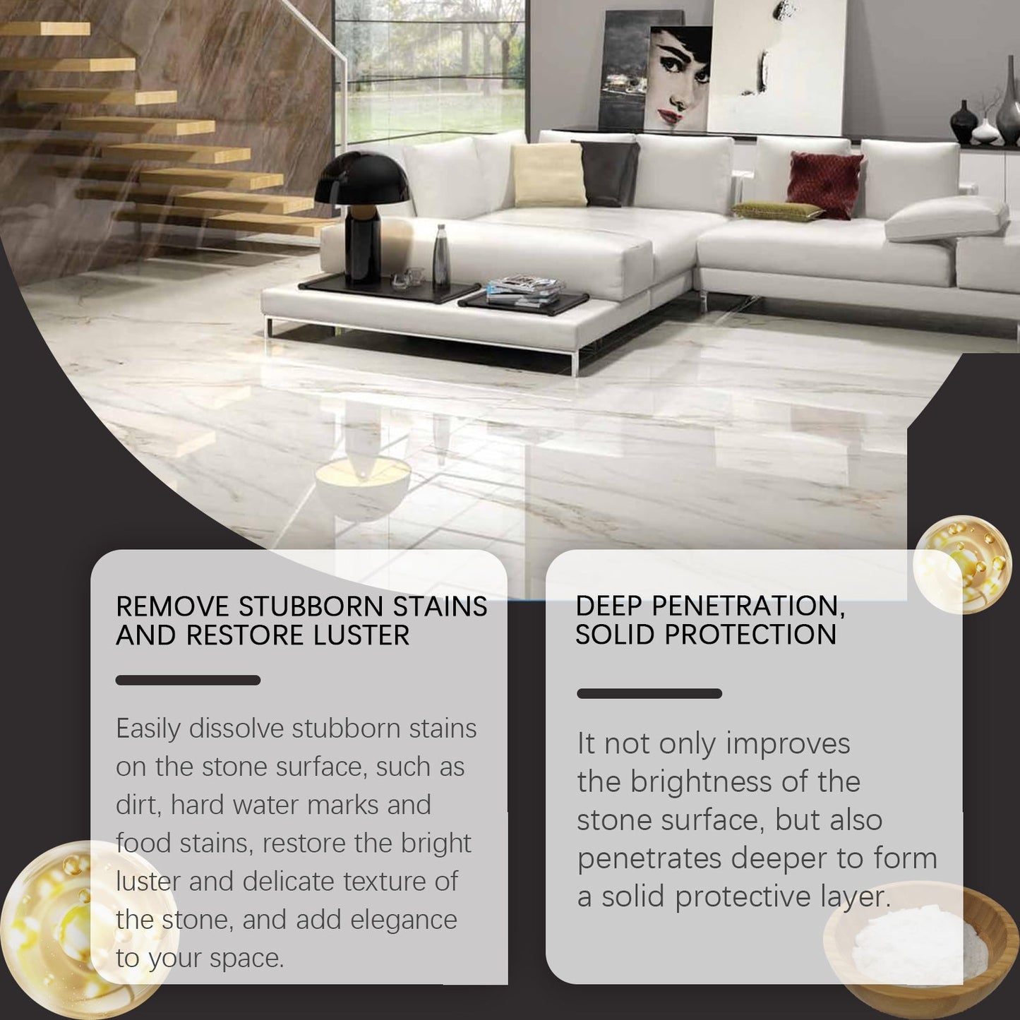 Cera Premium para el Cuidado de Piedras para Mantenimiento de Muebles y Azulejos