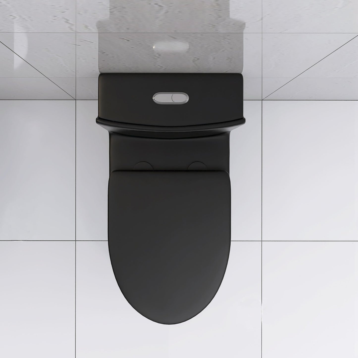 Matte Black Elongated One Piece Toilet Dual Flush 1.1/1.6 GPF Water Saving Map 1000g,Matte Black - Korvel