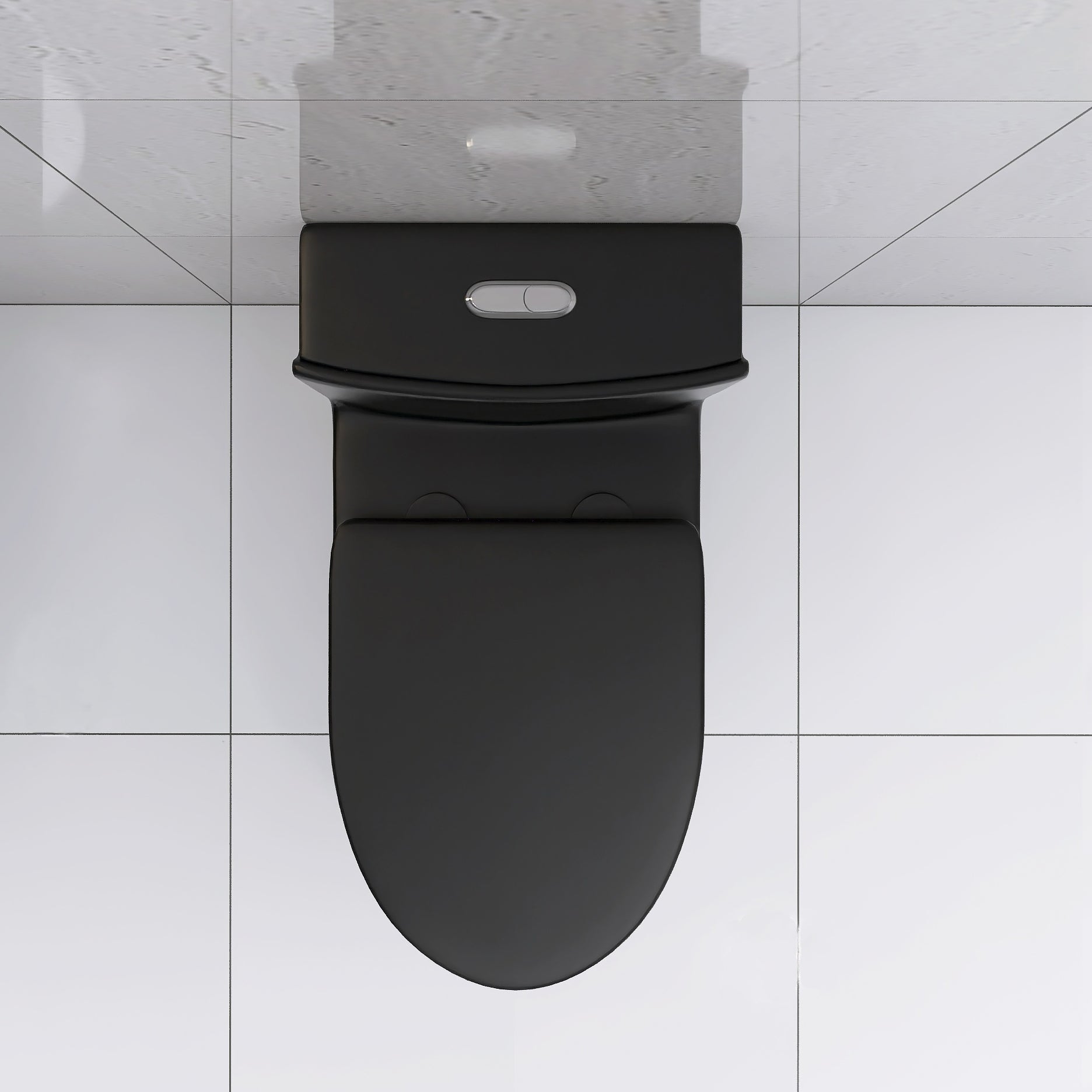 Matte Black Elongated One Piece Toilet Dual Flush 1.1/1.6 GPF Water Saving Map 1000g,Matte Black - Korvel