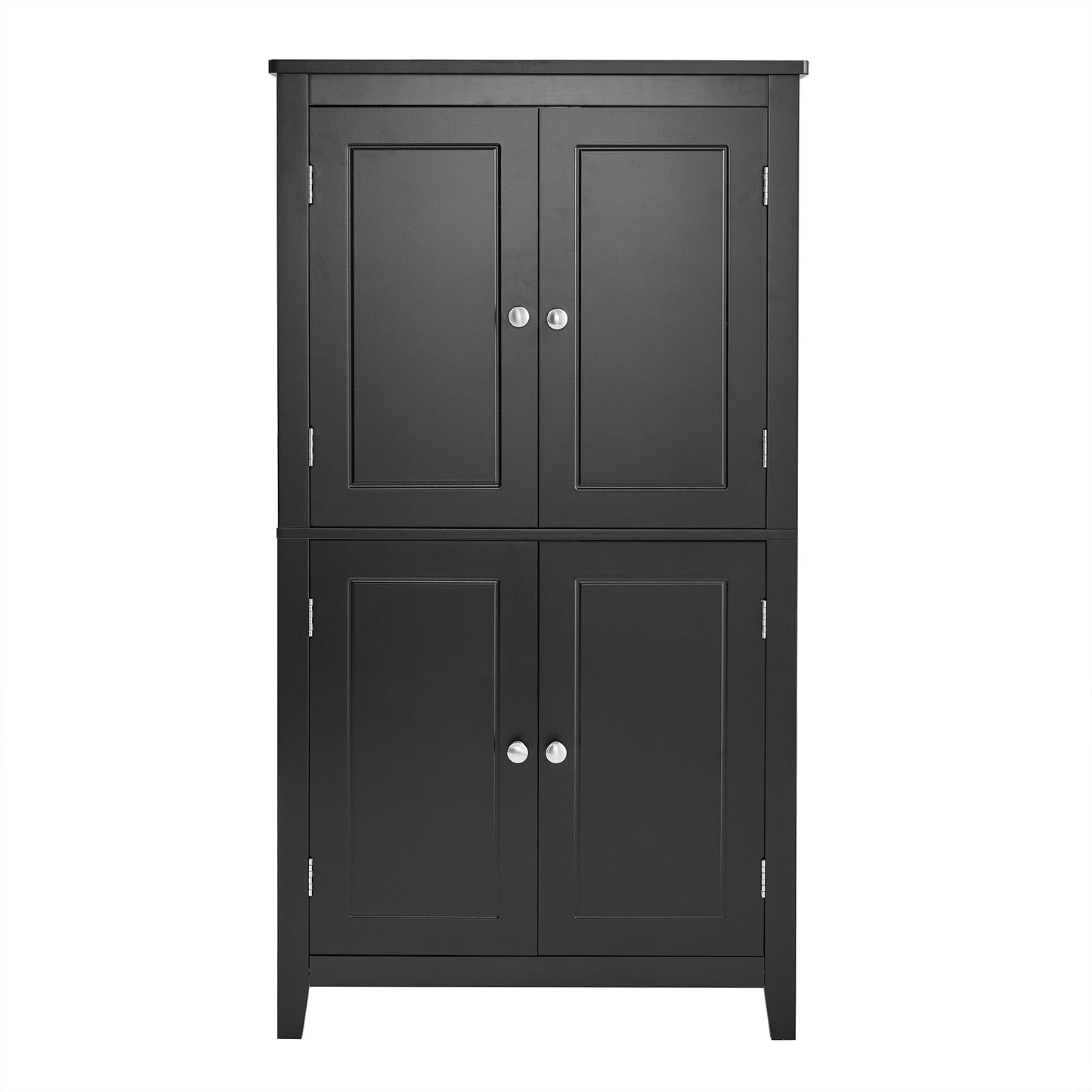 Elegant Black Bathroom Floor Storage Cabinet with Adjustable Shelves