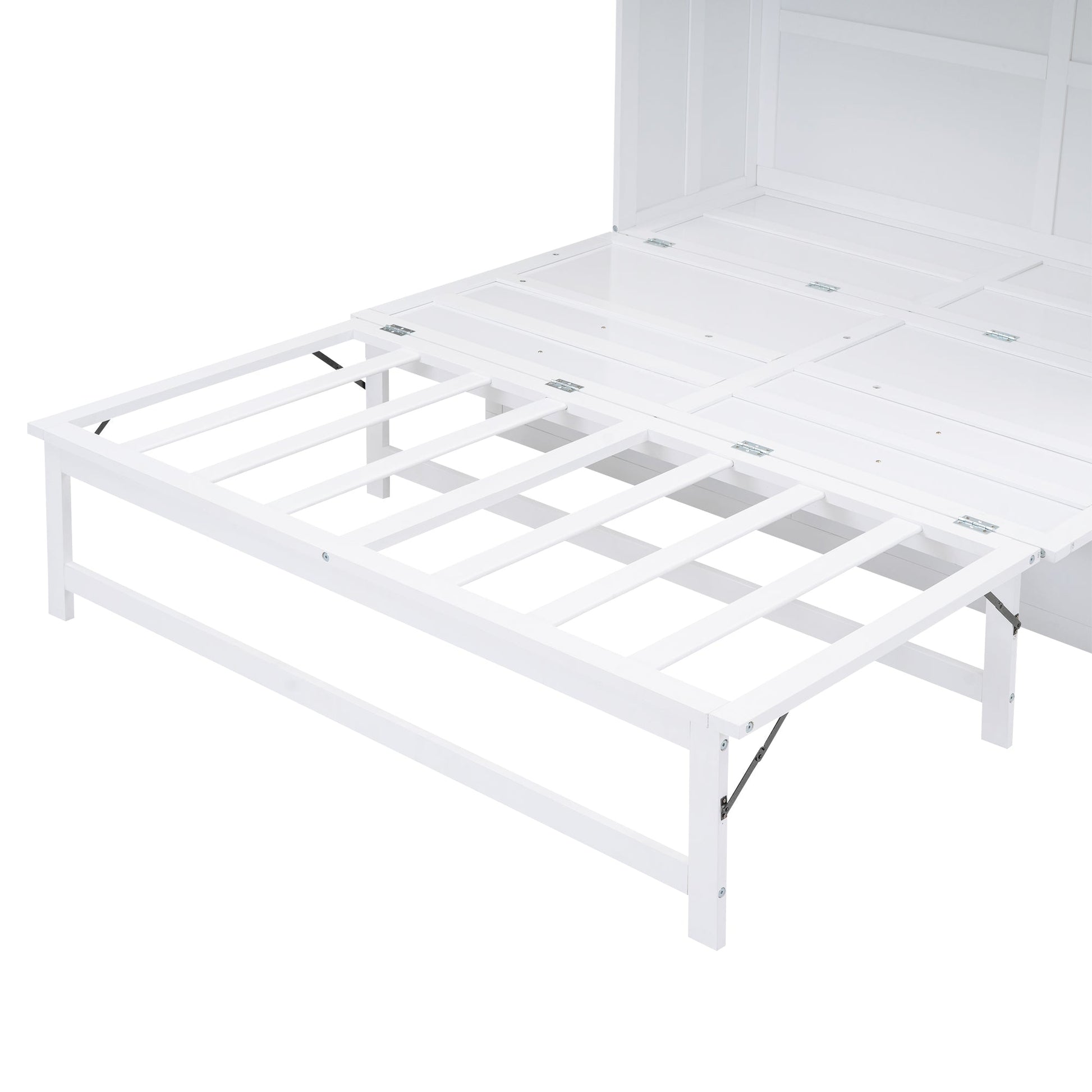 Queen Size Murphy Bed with Built-In Charging Station and a Shelf  White - Korvel