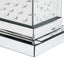 U-Can 11.8-inch silver square mirror coffee table with LED lights, modern crystal inlaid side table, no assembly required - Korvel