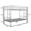 Metal bunk bed/sturdy/noise reduction/2 side ladders/safety guardrails/CPC certification/no spring box required (Silver) - Korvel