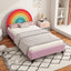 Rainbow Design Upholstered Twin Platform Bed Cute Style Princess Bed for Boys & Girls, Teens, Colorful & Pink - Korvel