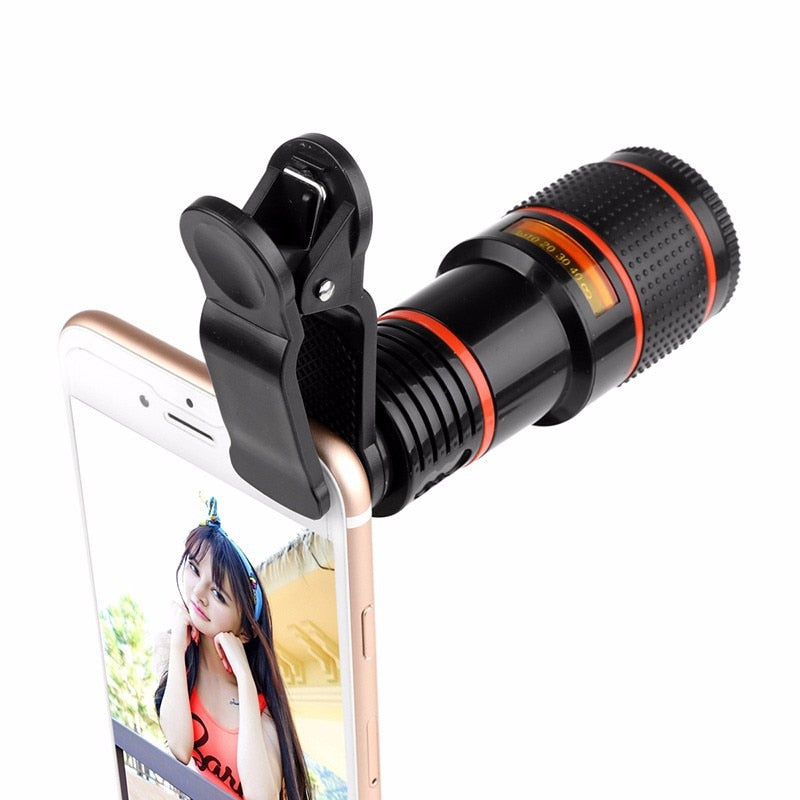 10 in 1 Kits 12x Zoom Telephoto Lens Fish eye Lens Wide Angle Macro Lenses Cell Phone Mobile Tripod - Korvel