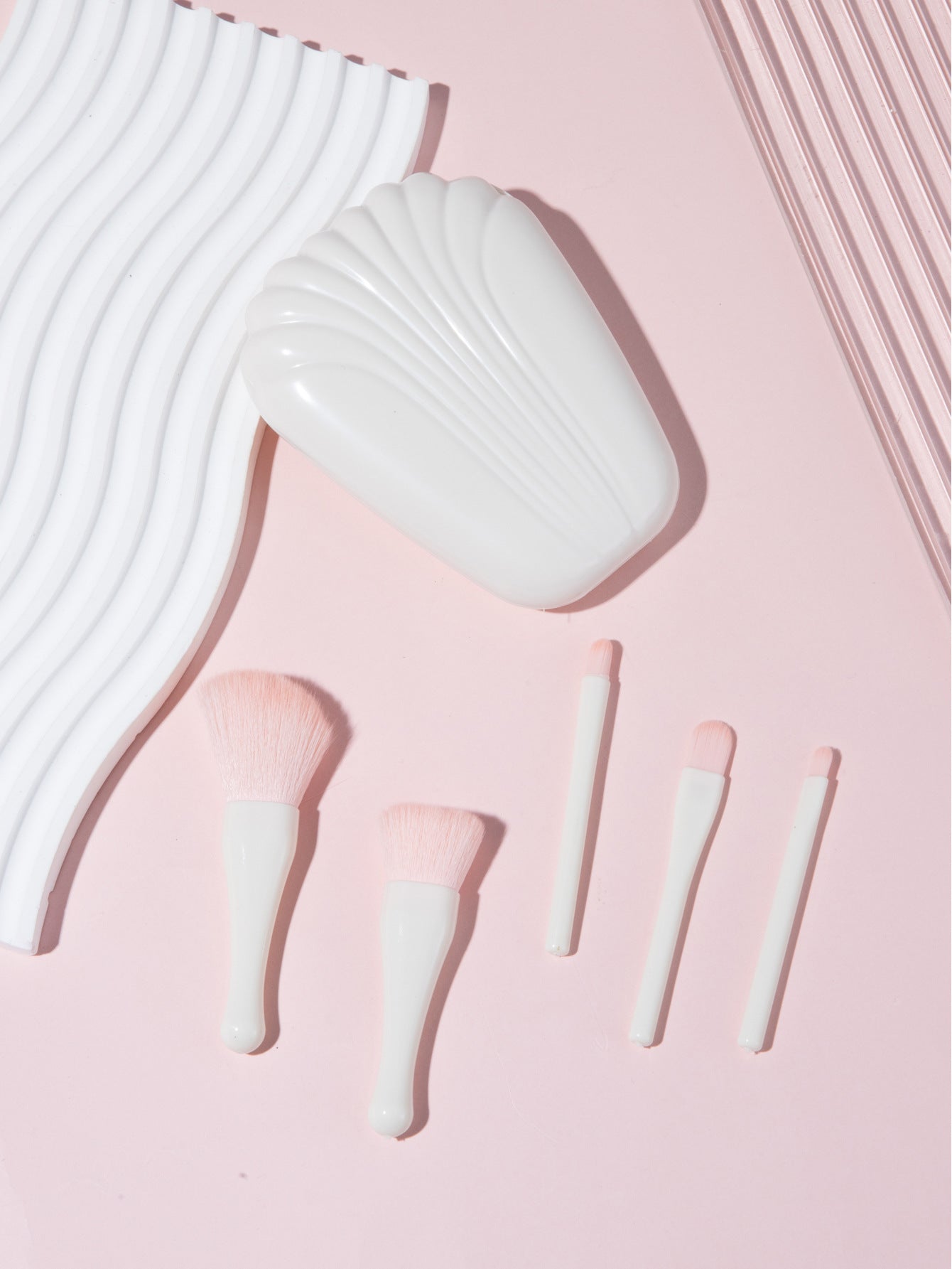 Set de Brochas de Maquillaje Mini Portátil con Espejo para Rubor en Polvo