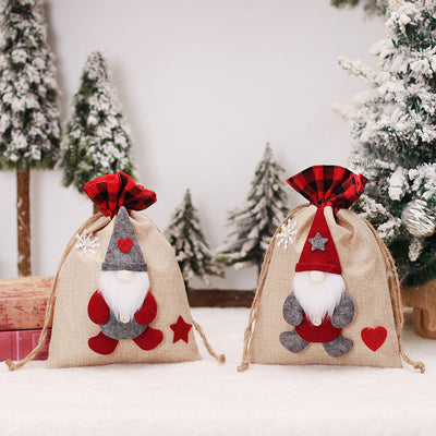 Christmas Decorations Cartoon Linen Drawstring Faceless Doll Candy Bag Forester Apple Bag Doll Gift Bag - Korvel