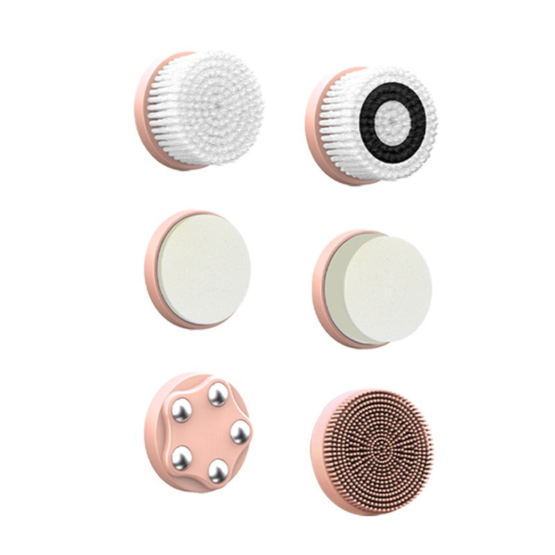6-In-1 Hot And Cold Facial Cleanser Display Cleansing Brush Ultrasonic Facial Cleanser Pore Cleaning Silicone Beauty Instrument - Korvel