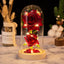 Christmas Valentine's Day Birthday Gift Two Roses Glass Cover Ornament LED Light Simulation Immortal Flower - Korvel