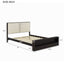 Queen Size Platform Bed Frame with Upholstery Headboard and Bookshelf in Footboard and LED Light Strips, Espresso - Korvel