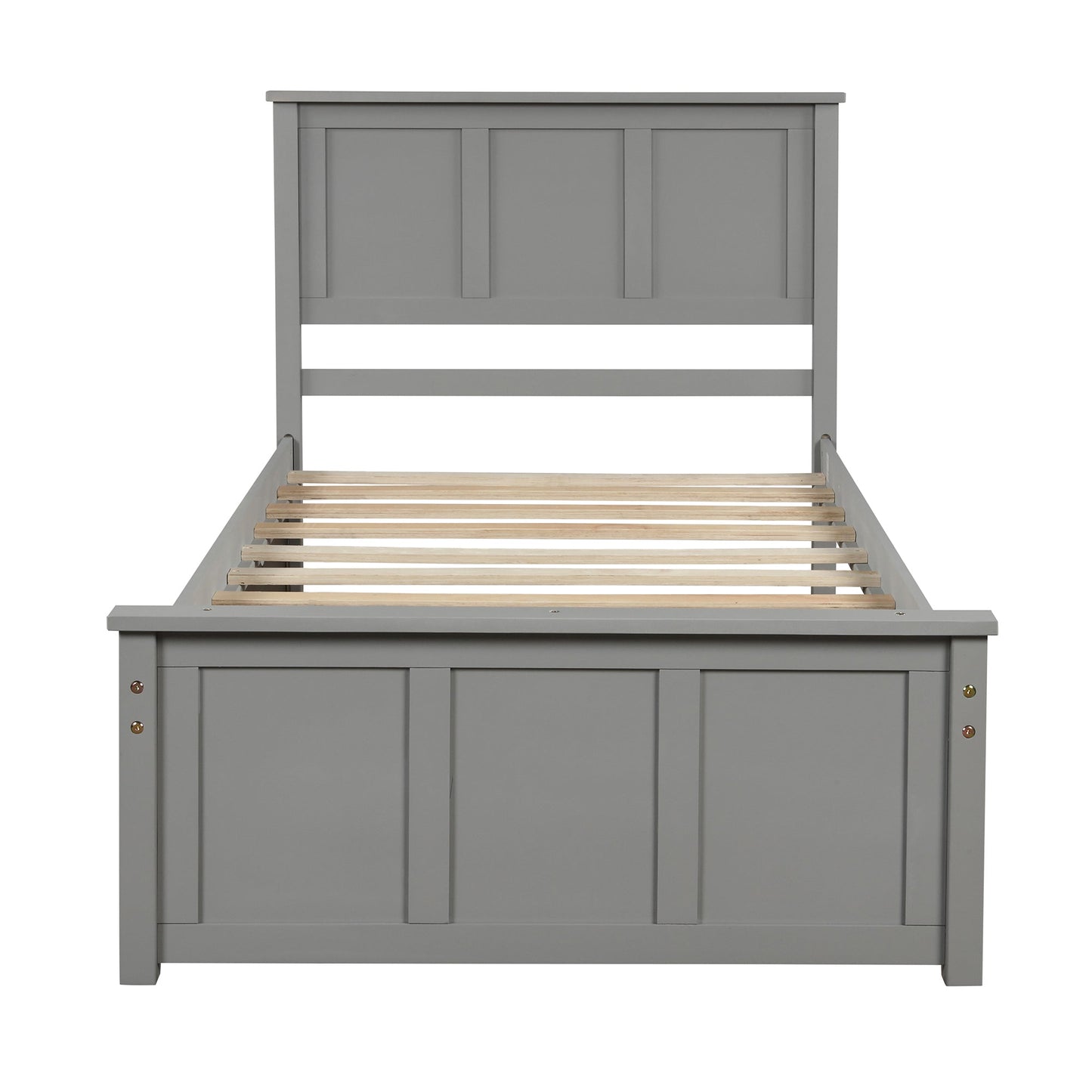 Platform Storage Bed  2 drawers with wheels, Twin Size Frame  Gray - Korvel