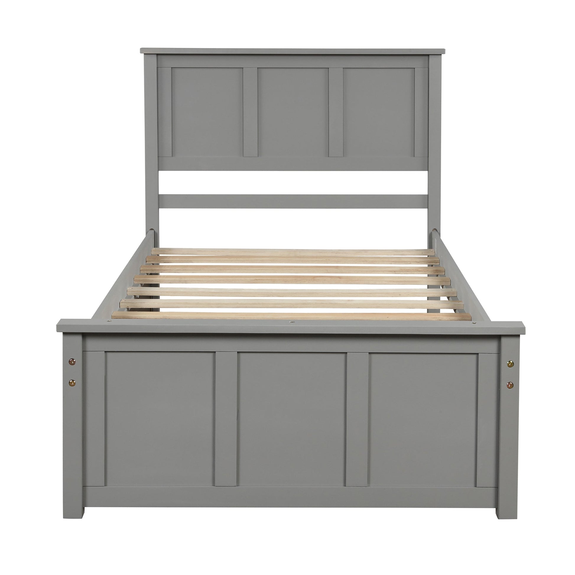 Platform Storage Bed  2 drawers with wheels, Twin Size Frame  Gray - Korvel
