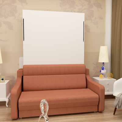 Modern Full Size Vertical Murphy Bed with Sofa and Drawers