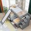 Lit superposé jumeau sur grand lit avec rangement et toboggan - Gris