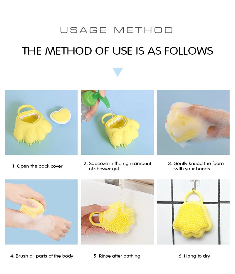Adult And Children Silicone Bath Brush, Bath Brush, Soft And Creative Bath Brush, Skin-friendly Massage Foaming Shampoo Brush - Korvel