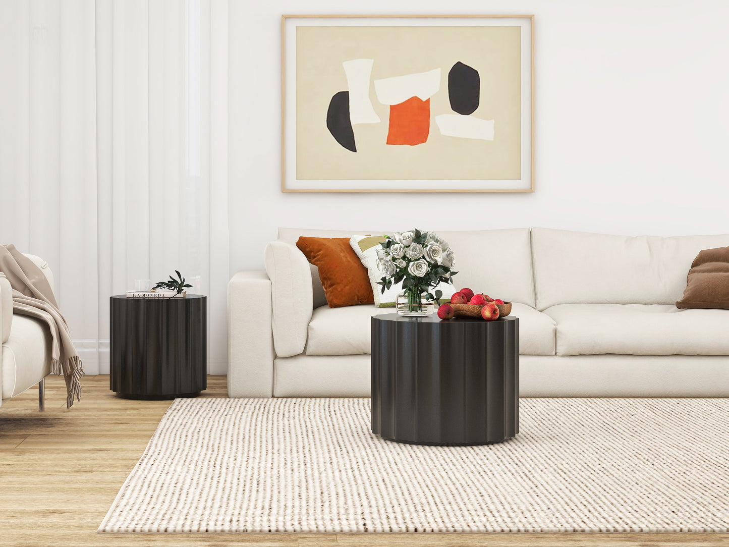 Coffee Table Set of 2, Round Coffee Table ,Nesting Coffet Table,End table,Circle Sidetable for Living room ,Bedroom - Korvel