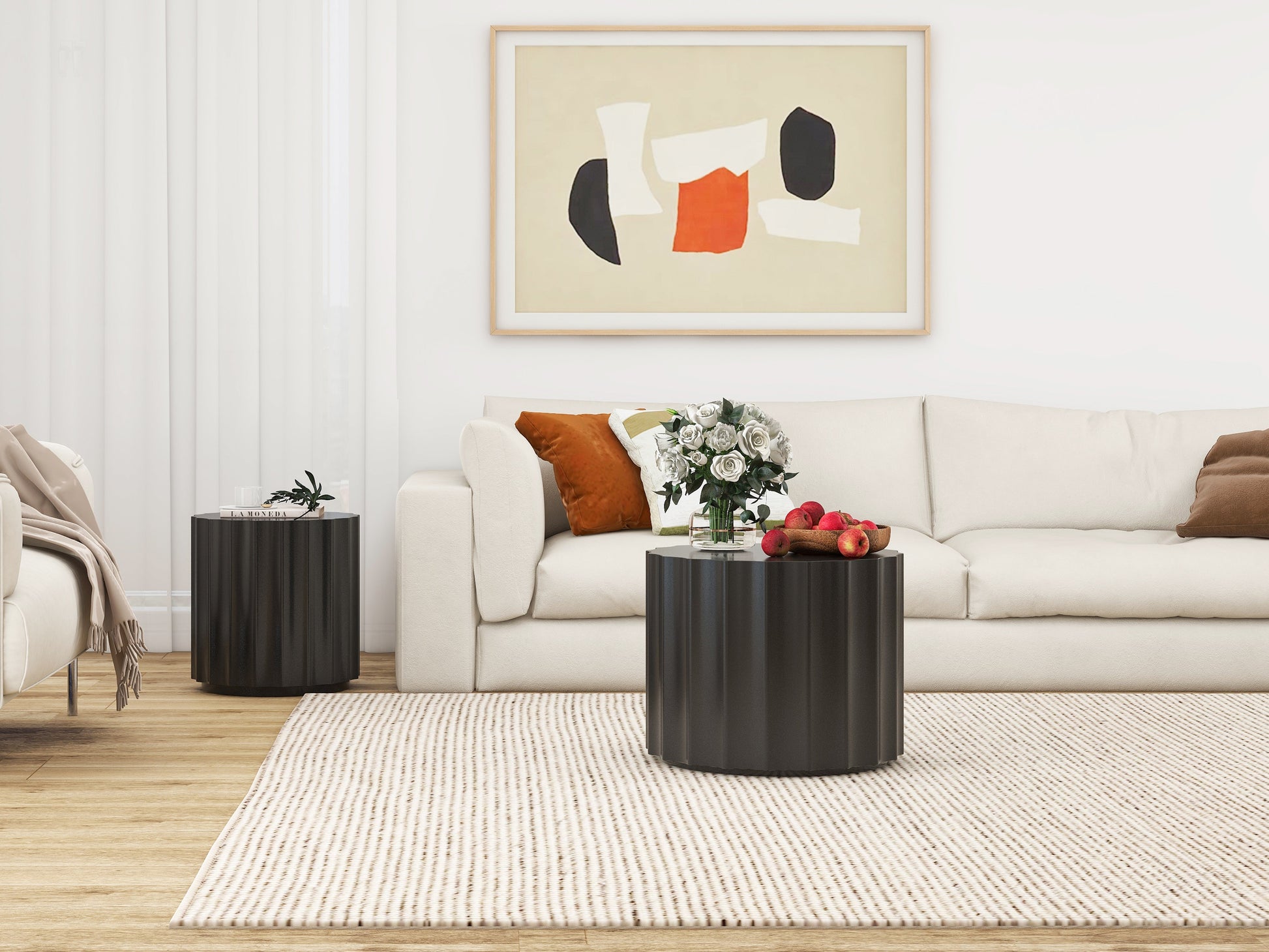 Coffee Table Set of 2, Round Coffee Table ,Nesting Coffet Table,End table,Circle Sidetable for Living room ,Bedroom - Korvel