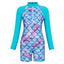 Girls' Long Sleeve One-Piece Mermaid Swimsuit