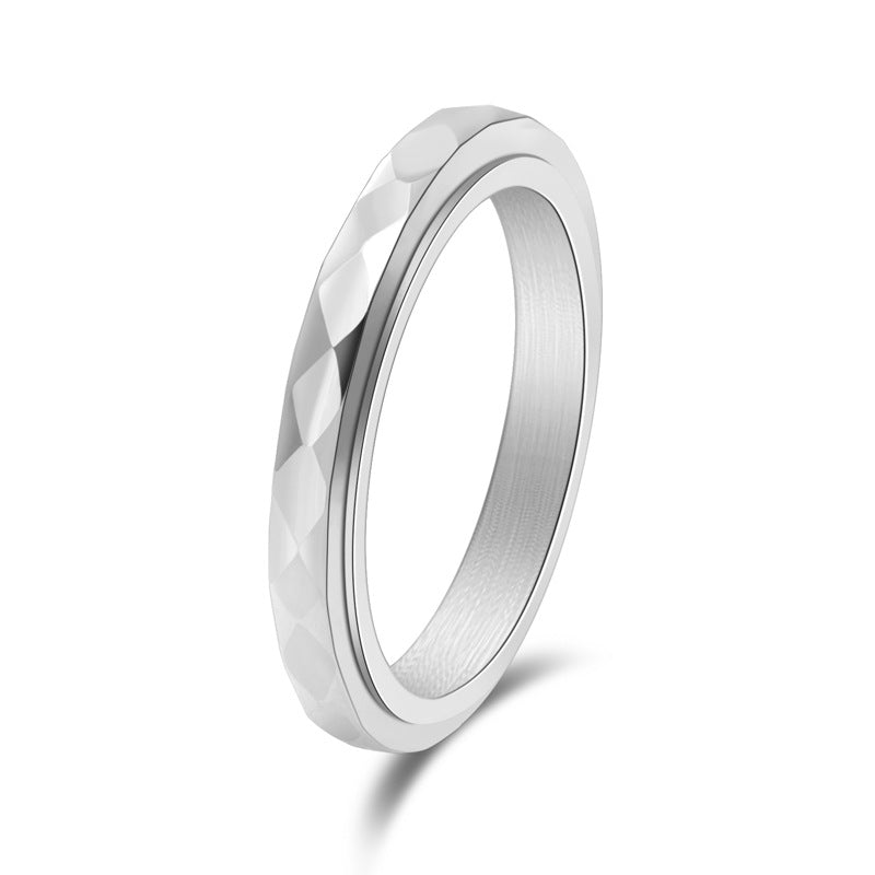 Diamond shaped niche jewelry for women, narrow cut food ring, rotatable ring - Korvel