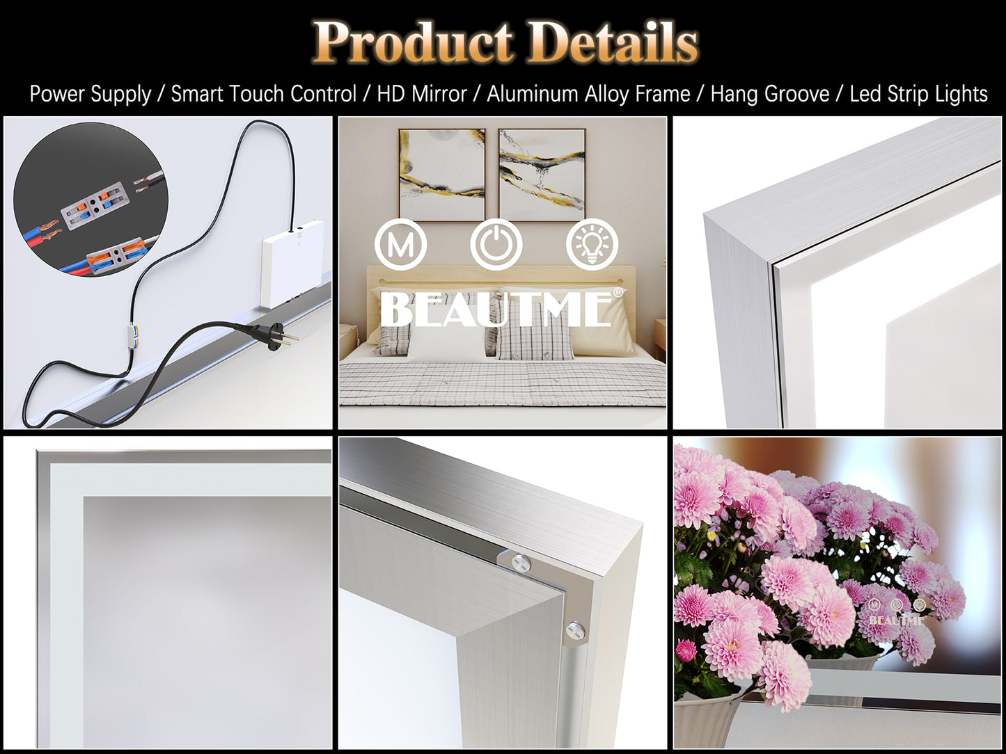 72x32 Inch LED Bathroom Mirror with 3 Color Modes