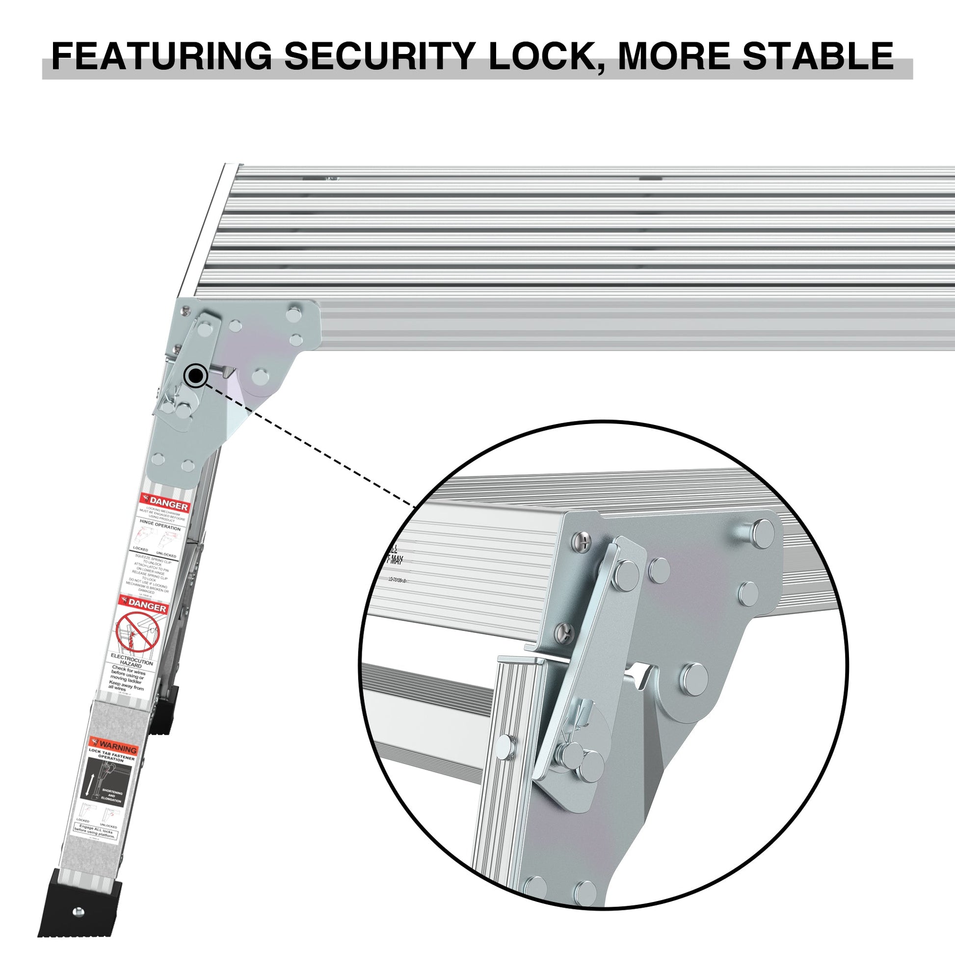 Aluminum Work Platform Large Size Step Stool Folding Portable Work Bench 40" Width Telescopic Feet 22" -27.5" Height Adjustable - Korvel