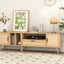 Vine TV stand with 2 cabinets and 2 open shelves, suitable for TVs under 80 inches, with solid wood legs for TV cabinets - Korvel