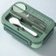 Microwaveable sealed lunch box with compartments and sauce box with cutlery - Korvel