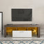 Modern Brown and White TV Stand with Quick Assembly