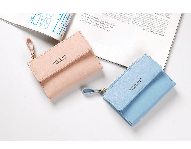 Women's Short Wallet Women's Wallet New Korean Version Small Wallet with Multiple Card Positions - Korvel