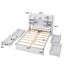 Multi-functional Full Size Bed Frame with 4 Under-bed Portable Storage Drawers and Multi-tier Bedside Storage Shelves White - Korvel