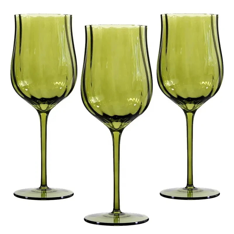4/2/1Pcs Creative French Medieval Red Wine Glass Hand Blown Margarita Cocktail Goblet Glass Cup Dense Edges Vintage Flower Bloom - Korvel